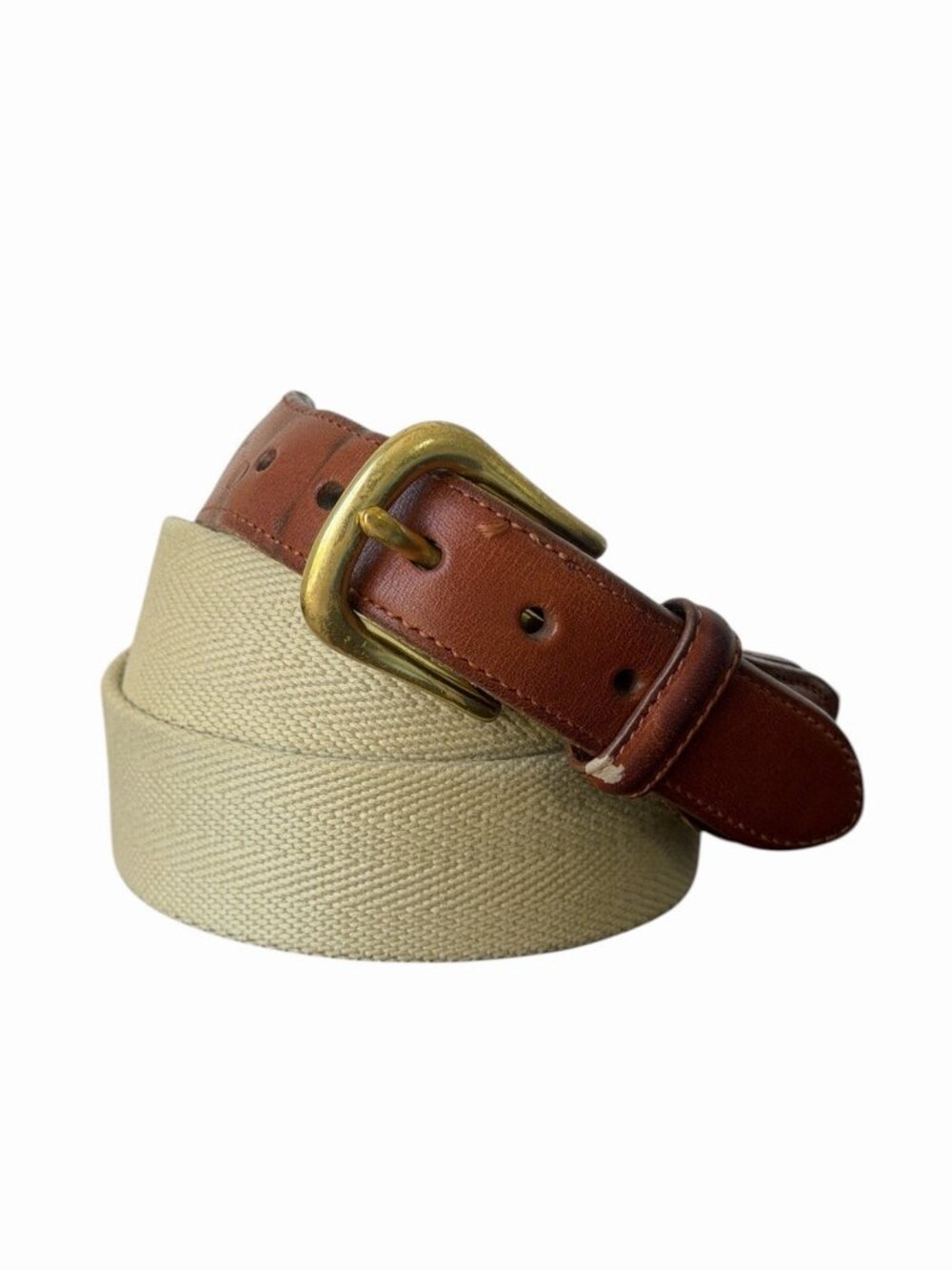 Coach Vintage Men's 3880 Woven Beige Canvas Leather Belt 40